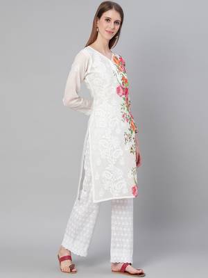 White embroidered cotton embroidered-kurtis 3