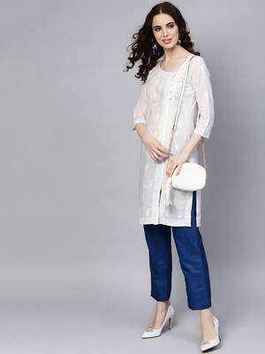 White embroidered cotton embroidered-kurtis 1