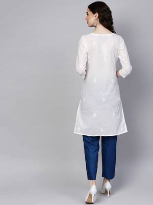 White embroidered cotton embroidered-kurtis 2