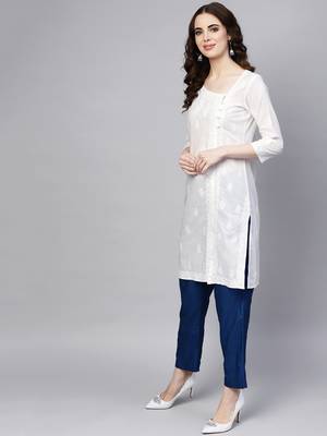 White embroidered cotton embroidered-kurtis 3