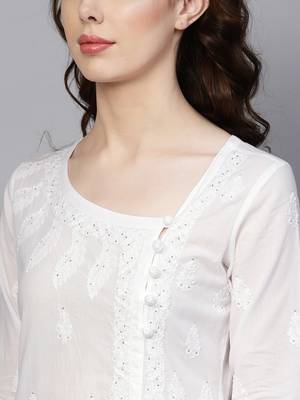 White embroidered cotton embroidered-kurtis 5