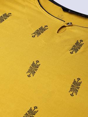 Mustard printed rayon kurtas-and-kurtis 5