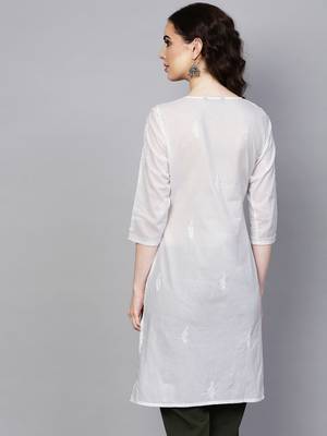 White embroidered cotton embroidered-kurtis 2