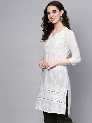 White embroidered cotton embroidered-kurtis 4