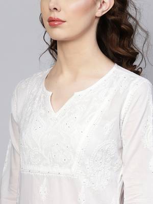 White embroidered cotton embroidered-kurtis 5