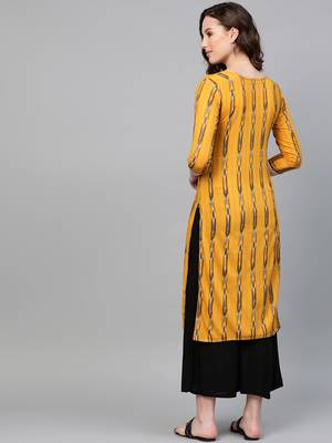 Mustard printed rayon kurtas-and-kurtis 2