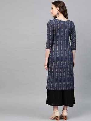 Navy-blue printed rayon kurtas-and-kurtis 2