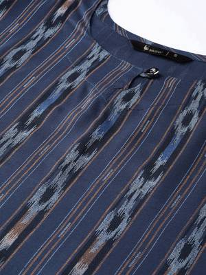 Navy-blue printed rayon kurtas-and-kurtis 5