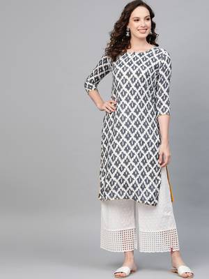 Grey printed rayon kurtas-and-kurtis 1