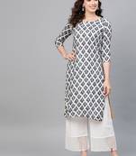 Grey printed rayon kurtas-and-kurtis