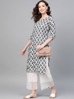 Grey printed rayon kurtas-and-kurtis 3