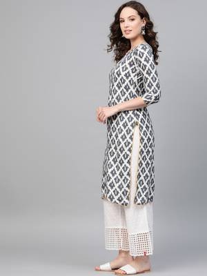 Grey printed rayon kurtas-and-kurtis 4