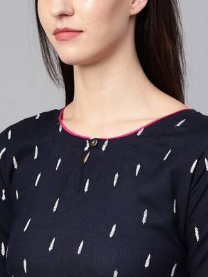 Navy-blue printed rayon kurtas-and-kurtis 5