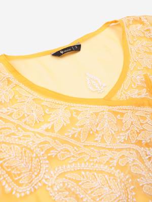 Yellow embroidered georgette embroidered-kurtis 5