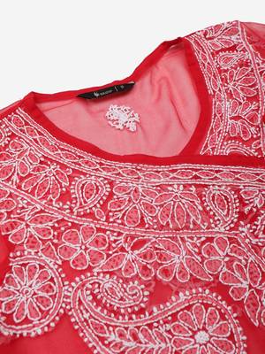 Red embroidered georgette embroidered-kurtis 5