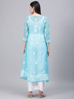 Green embroidered georgette embroidered-kurtis 2