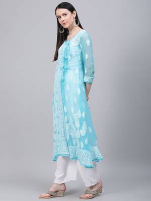 Green embroidered georgette embroidered-kurtis 3