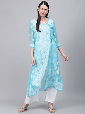Green embroidered georgette embroidered-kurtis 4