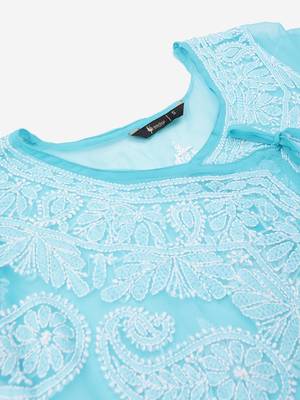 Green embroidered georgette embroidered-kurtis 5