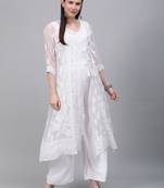 White embroidered georgette embroidered-kurtis