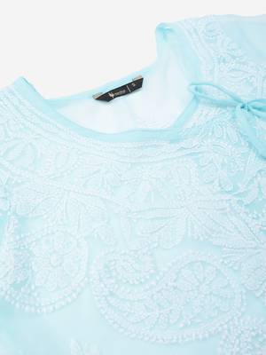 Sky-blue embroidered georgette embroidered-kurtis 5