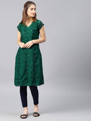 Blue embroidered cotton embroidered-kurtis 1