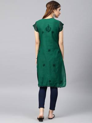 Blue embroidered cotton embroidered-kurtis 2