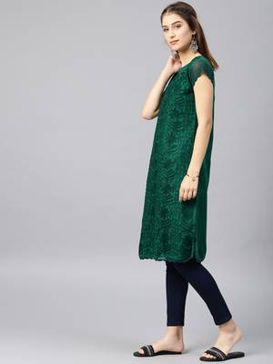 Blue embroidered cotton embroidered-kurtis 3