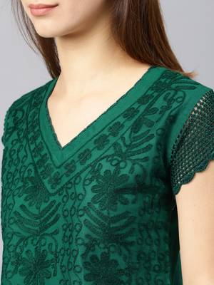 Blue embroidered cotton embroidered-kurtis 4