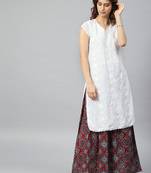 White embroidered cotton embroidered-kurtis
