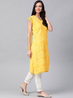 Yellow embroidered cotton embroidered-kurtis 3