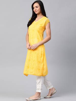 Yellow embroidered cotton embroidered-kurtis 4