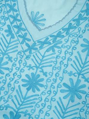 Sky-blue embroidered cotton embroidered-kurtis 5