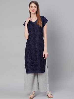 Navy-blue embroidered cotton embroidered-kurtis 1