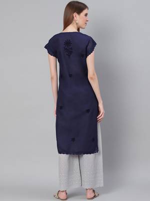 Navy-blue embroidered cotton embroidered-kurtis 2