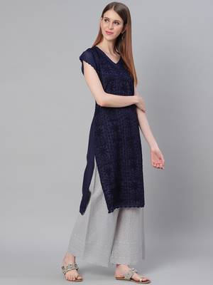 Navy-blue embroidered cotton embroidered-kurtis 3