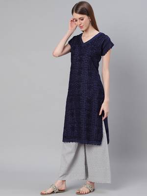 Navy-blue embroidered cotton embroidered-kurtis 4