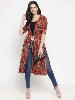 Rayon Abstract Print Shrug  Cape 5