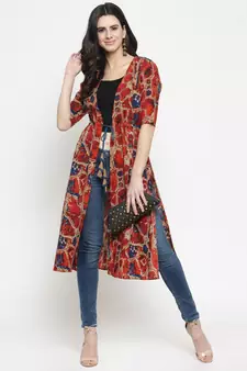 Rayon Abstract Print Shrug  Cape