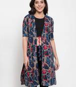 Indibelle Rayon Blue Abstract Print Shrug  Cape