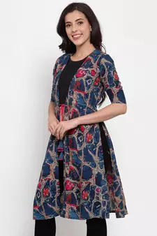 Rayon Blue Abstract Print Shrug  Cape