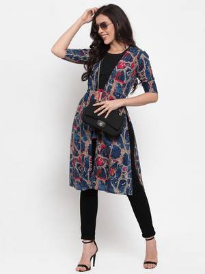 Rayon Blue Abstract Print Shrug  Cape 4