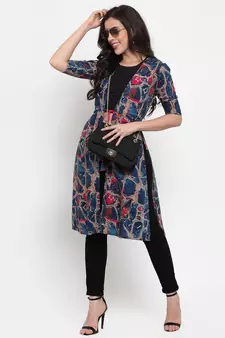 Rayon Blue Abstract Print Shrug  Cape