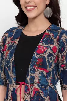 Rayon Blue Abstract Print Shrug  Cape