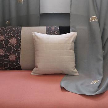 Beige Cotton Blend cushion-covers 1