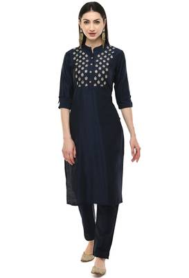 Lagi women straight embroidery kurta with plain solid pant(MC43A) 1