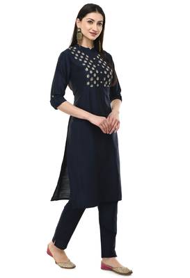 Lagi women straight embroidery kurta with plain solid pant(MC43A) 3