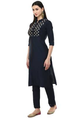 Lagi women straight embroidery kurta with plain solid pant(MC43A) 5