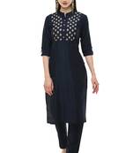 Lagi women straight embroidery kurta with plain solid pant(MC43D)