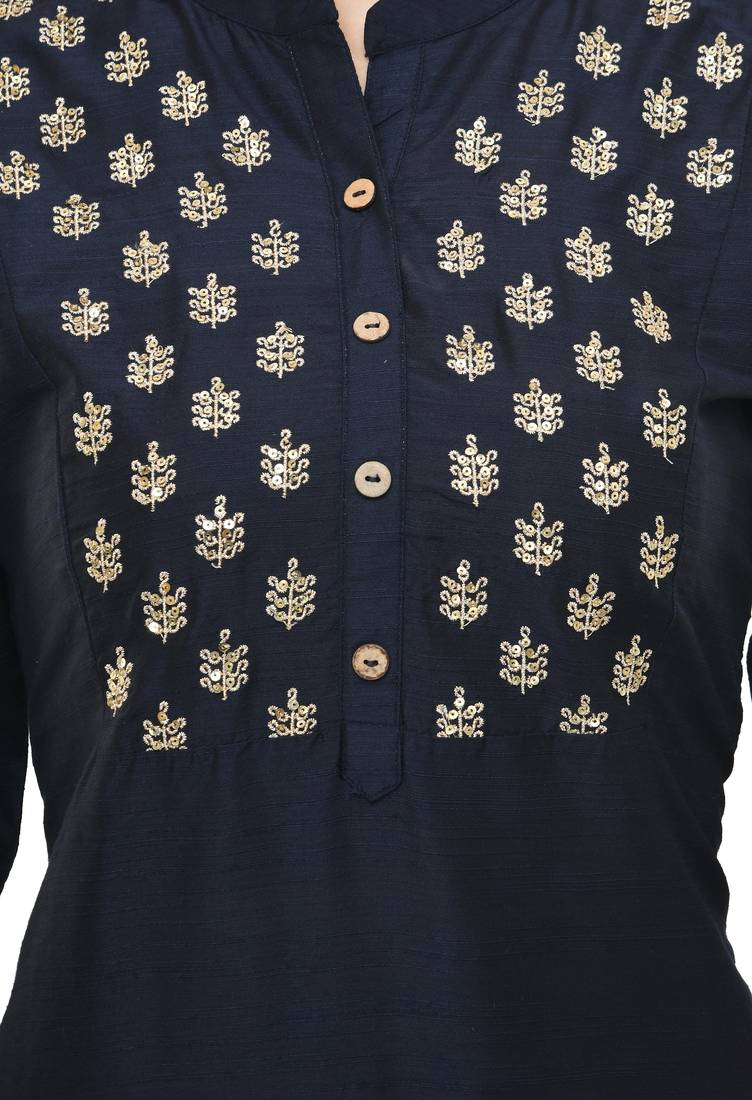 Lagi women straight embroidery kurta with plain solid pant(MC43D)